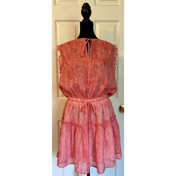 NWOT Pinch Coastal Striped Ruffle Sleeveless Smocked Mid Waisted Dress Women's M - Picture 1 of 9